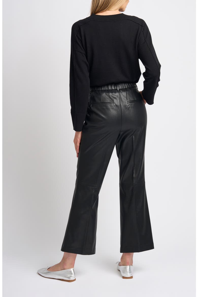 Faux Leather Tailored Ankle Straight Leg Pants, Alternate, color, RICH BLACK