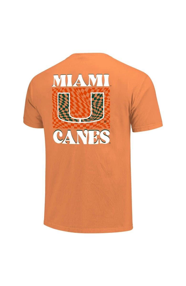 IMAGE ONE Women's Orange Miami Hurricanes Comfort Colors Checkered Mascot T-Shirt, Alternate, color, 