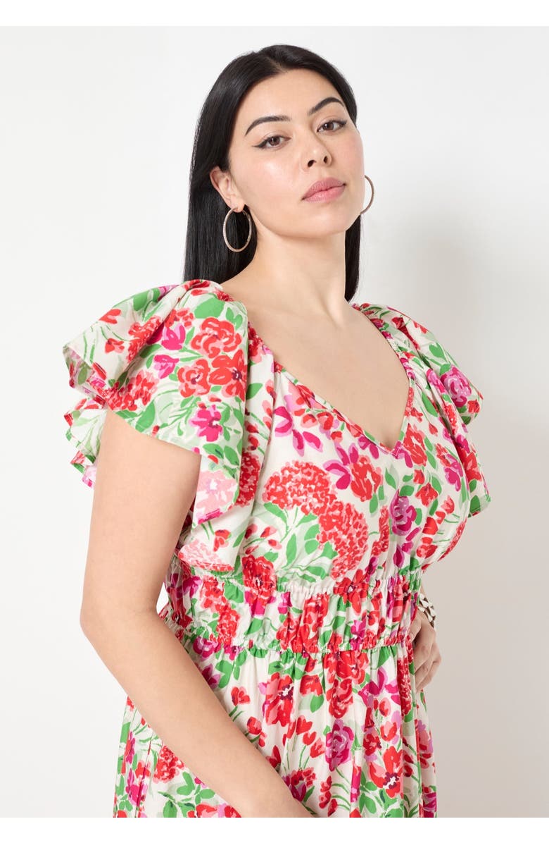 June + Vie Smocked Poplin Maxi Dress, Alternate, color, Garden Red