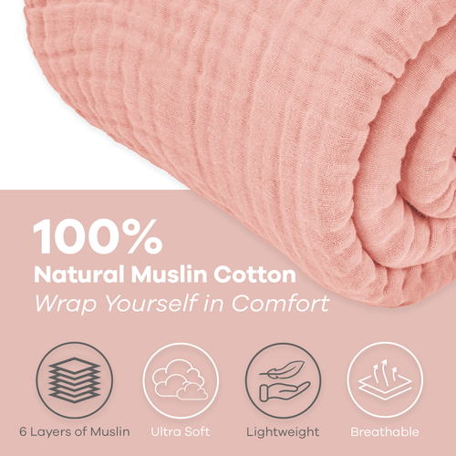 Comfy Cubs Adult Muslin Blanket In Pink