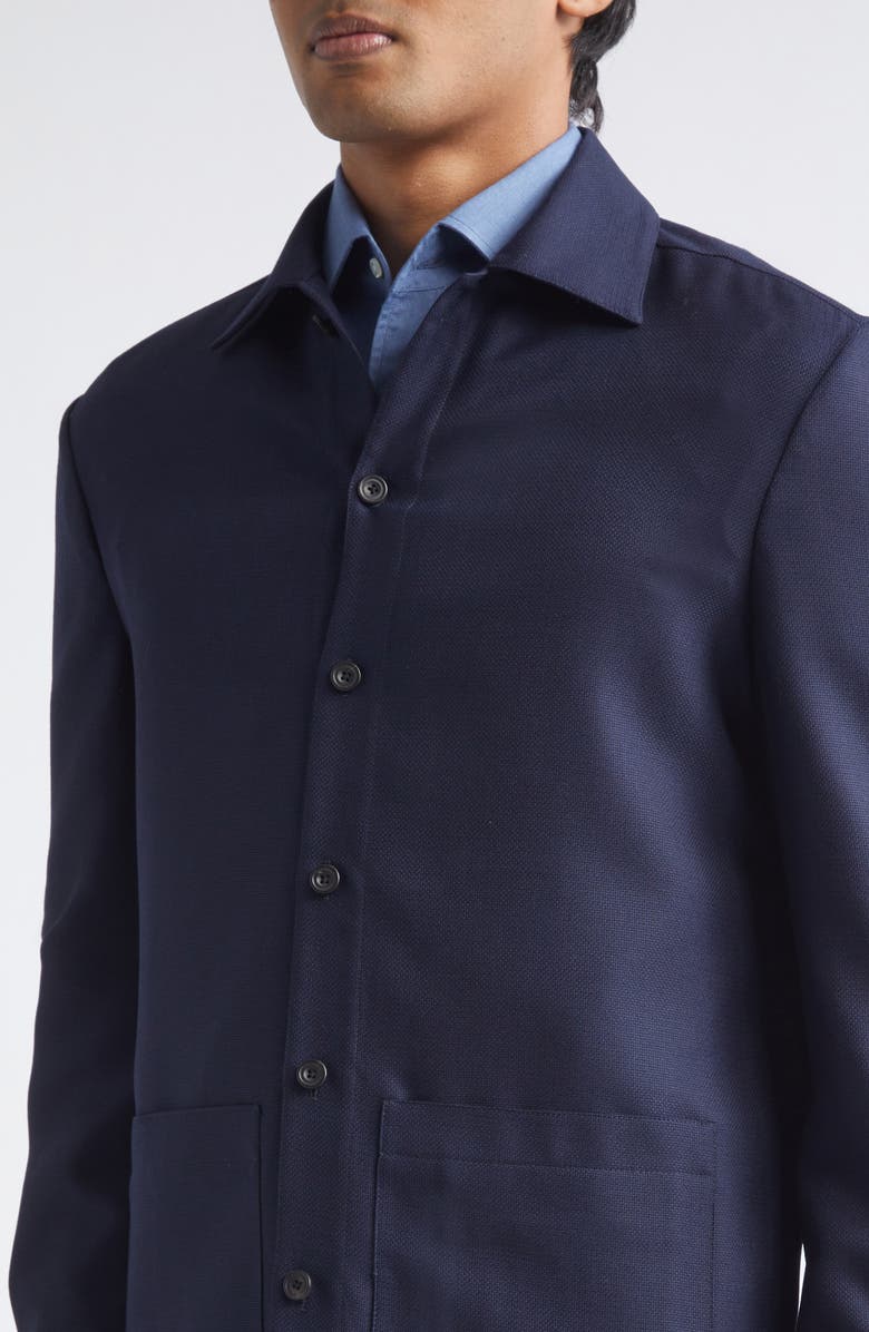 Thom Sweeney Wool Hopsack Overshirt, Alternate, color, Navy