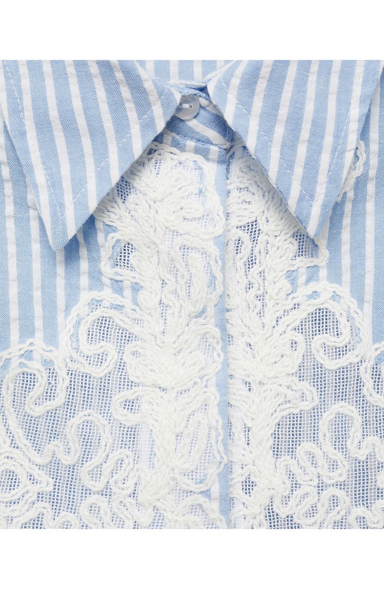 MANGO Stripe Embroidered Inset Cotton Button-Up Shirt, Alternate, color,