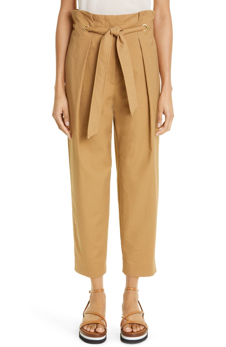 Max Mara Verna Belted High Waist Crop Trousers, Main, color, 