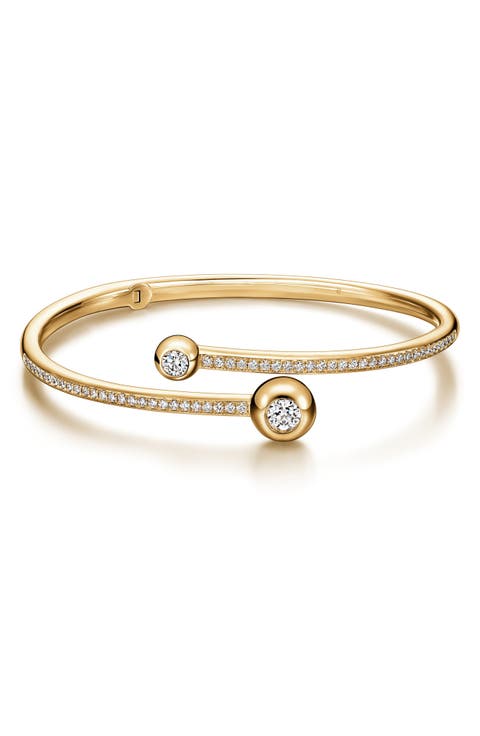 Dream 18k Gold Diamond Bypass Bangle