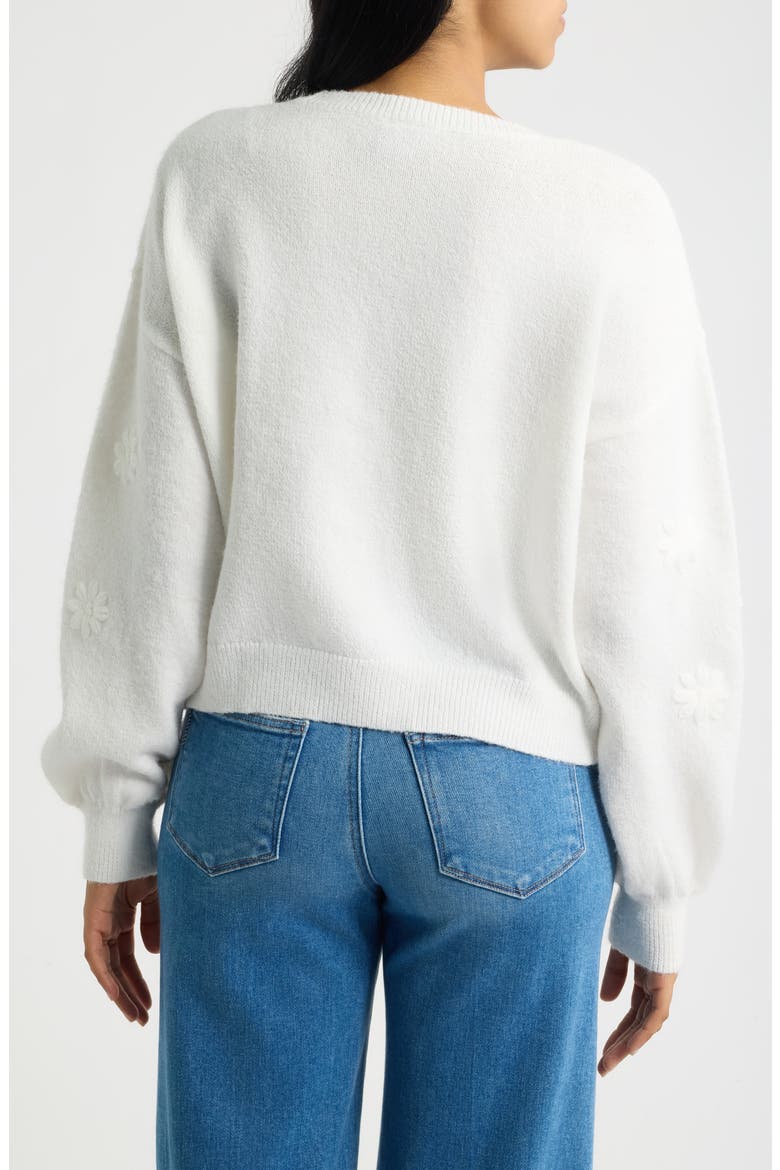 Embroidered Floral Sweater, Alternate, color, WHITE