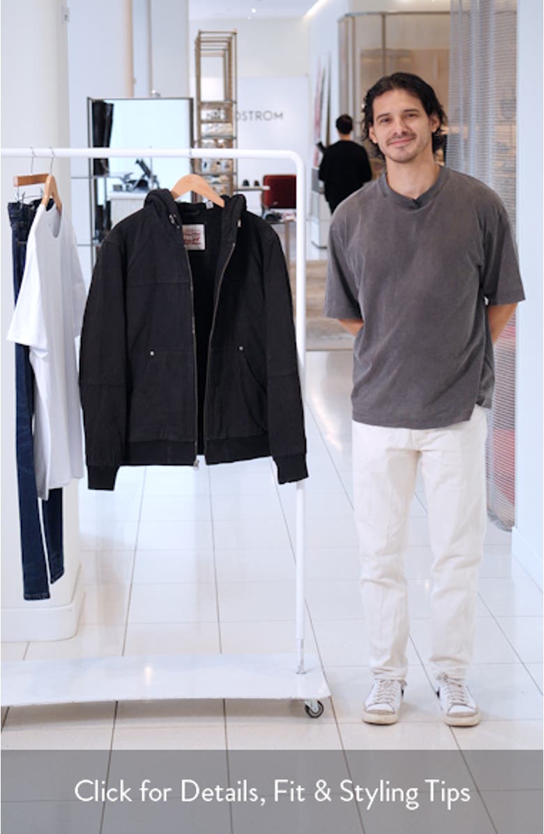 Workwear Cotton Canvas Faux Shearling Lined Hoodie Bomber Jacket, sales video thumbnail