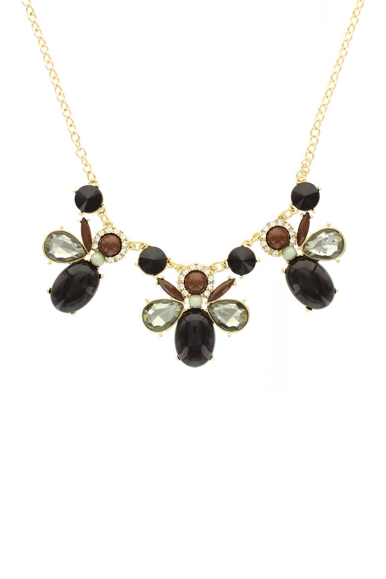 Resin Stone & Crystal Statement Necklace, Main, color, GOLD / BLACK