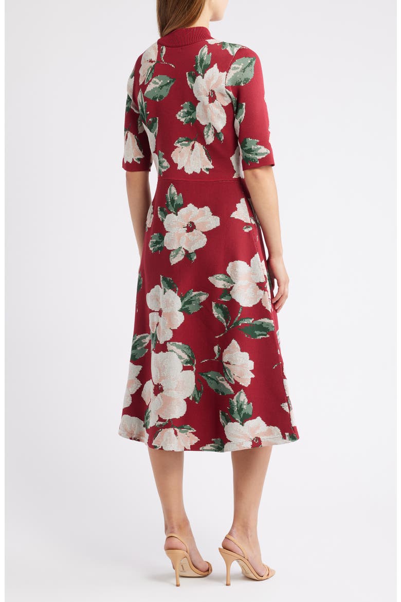 Floral Mock Neck Knit Dress, Alternate, color, WINE MULTI