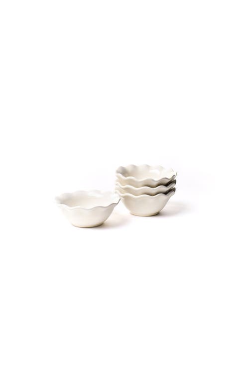 Signature White Ruffle Dipping Bowl Set of 4