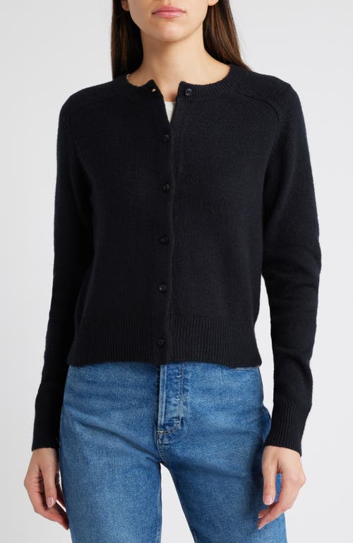 Treasure & Bond Crewneck Cotton Blend Cardigan in Black 