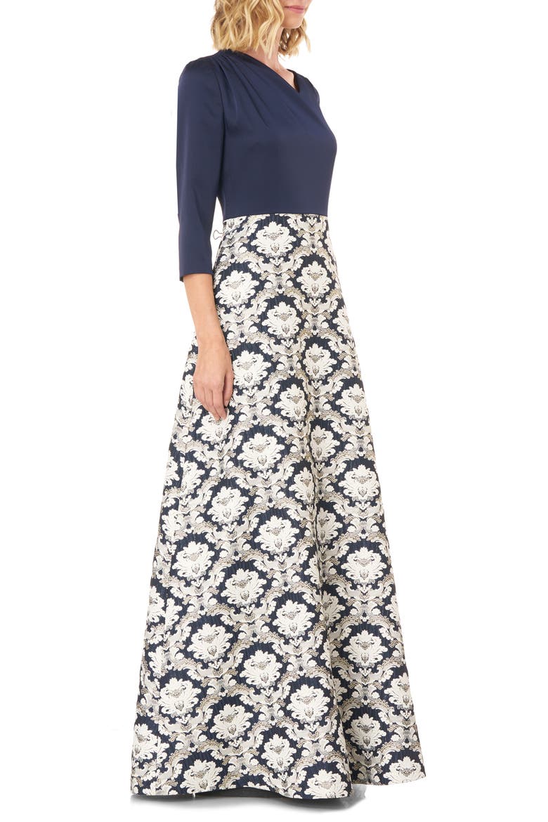 Izabella A-Line Evening Gown, Alternate, color, NAVY MULTI