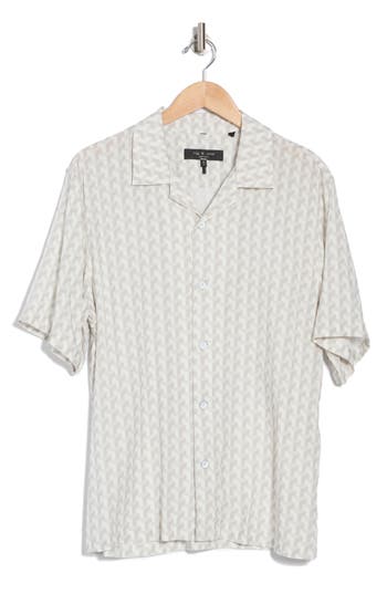 Rag & Bone Printed Resort Avery Shirt In White Geo In White Geo