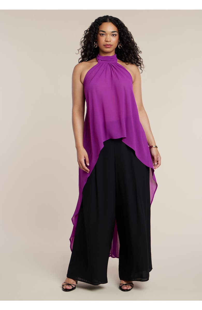 ELOQUII High-Low Halter Top, Alternate, color, Dark Purple