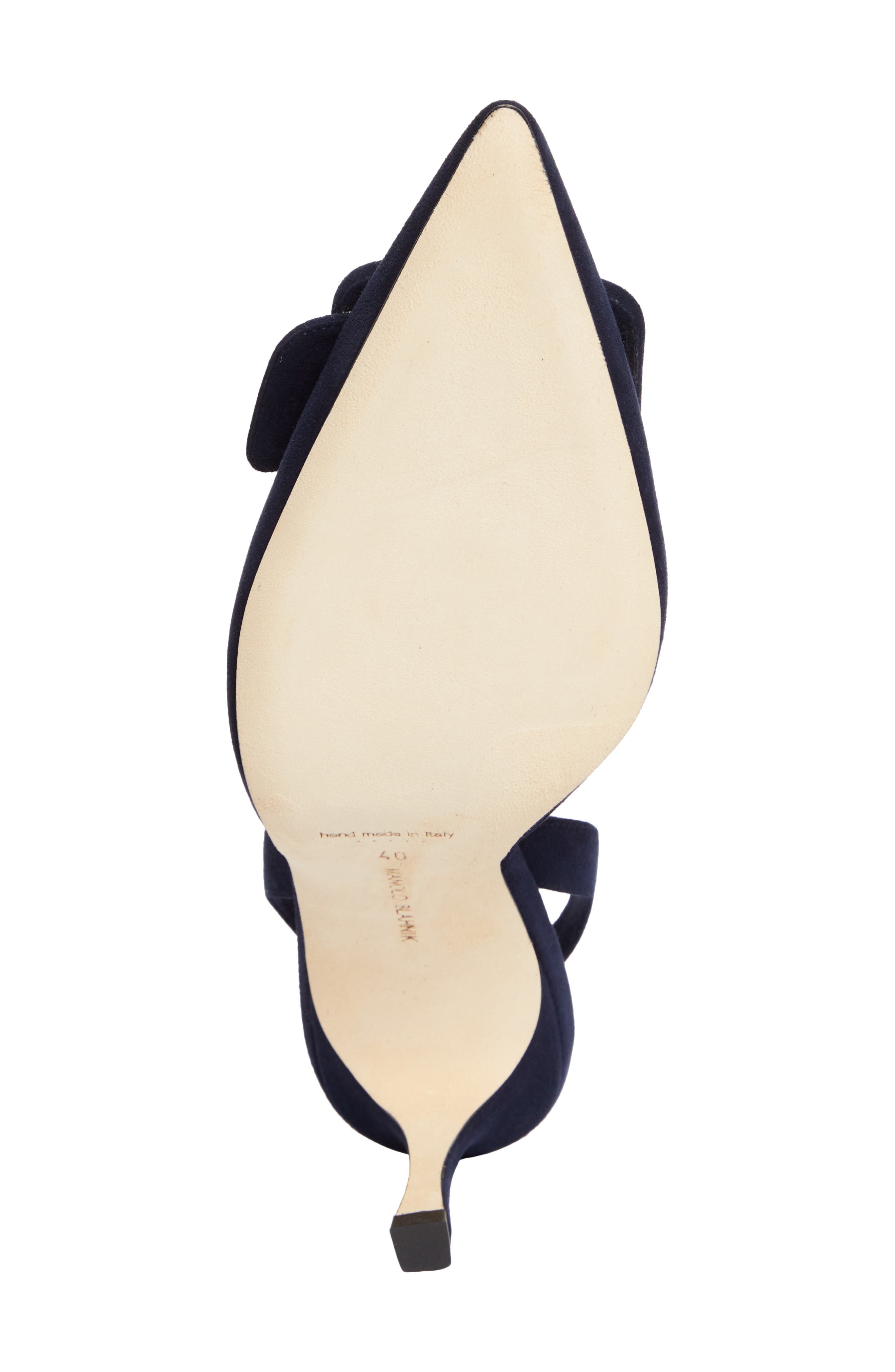 Manolo Blahnik Maysli Pointed Toe Slingback Pump, Alternate, color, Navy4116