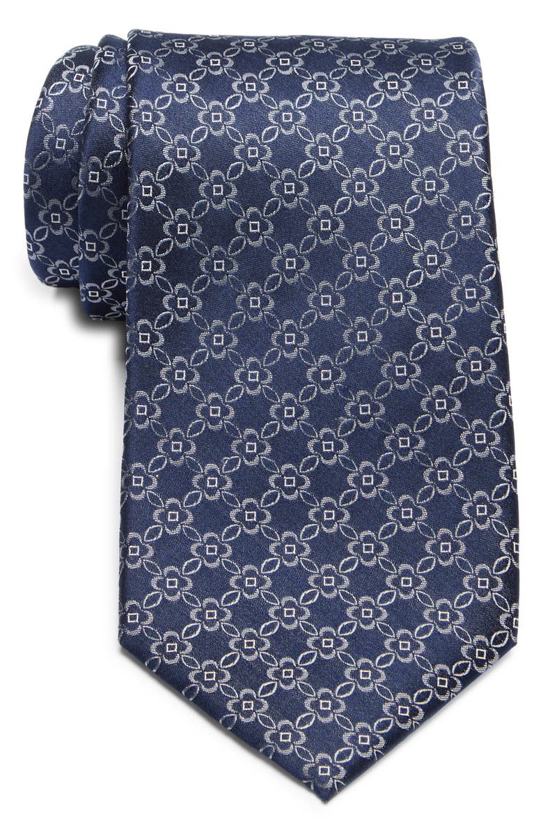 Duchamp Patterned Silk Tie, Main, color, Navy