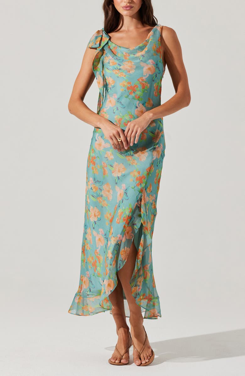 ASTR the Label Isabelle Floral Slipdress, Alternate, color, Blue Orange Floral