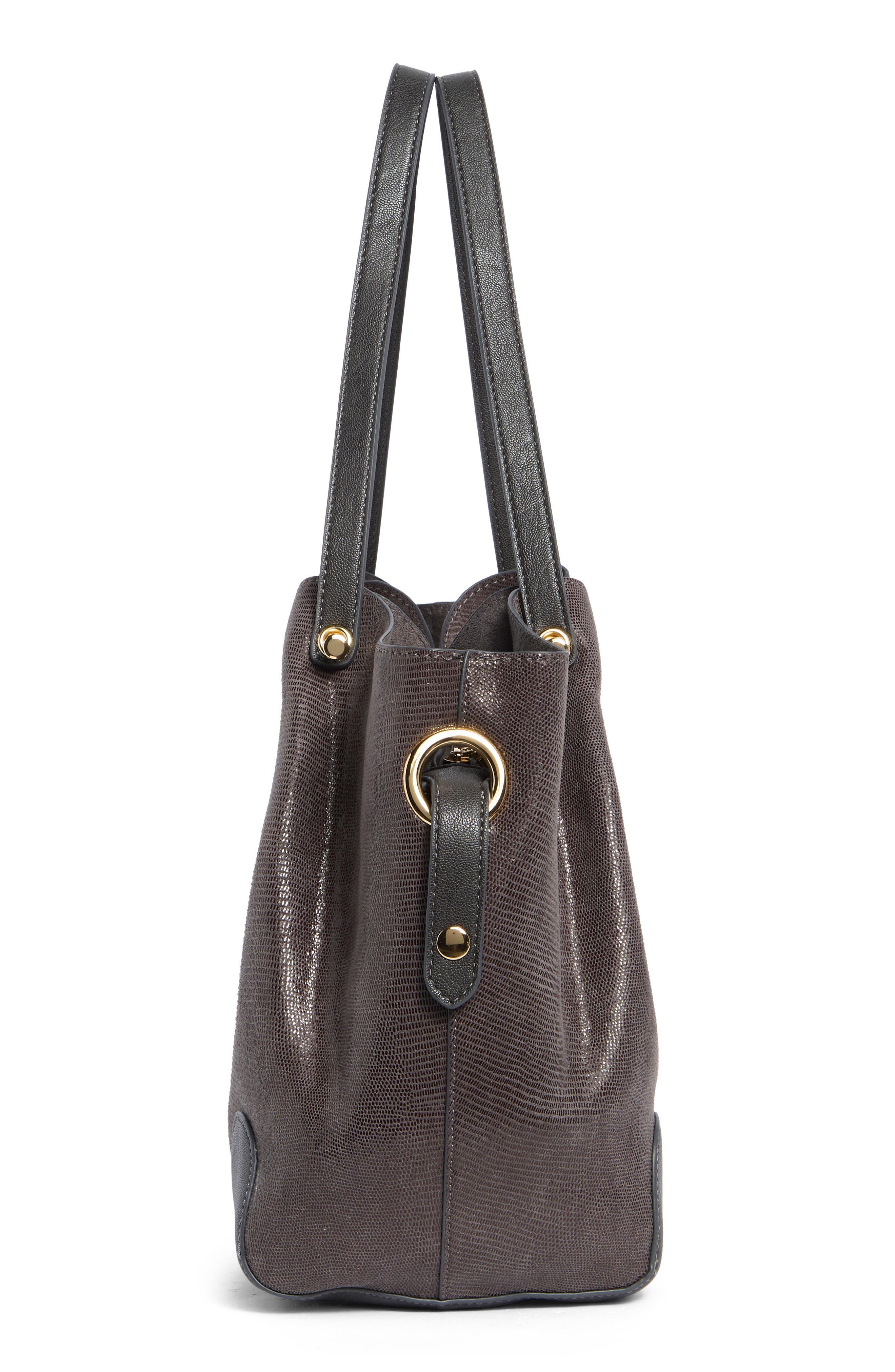 Haven Lizard Embossed Faux Leather Tote, Alternate, color, GREY