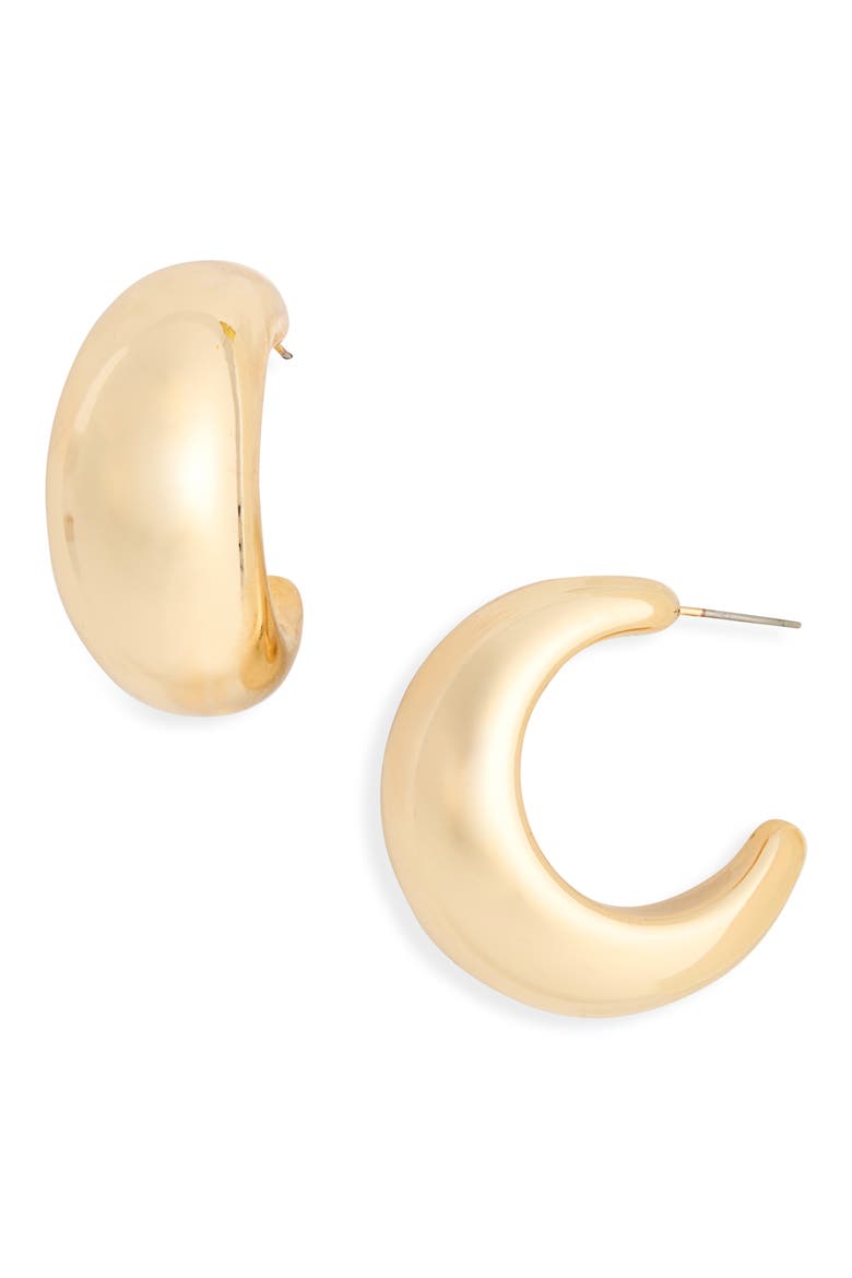 Thick Half Hoop Earrings, Main, color, GOLD
