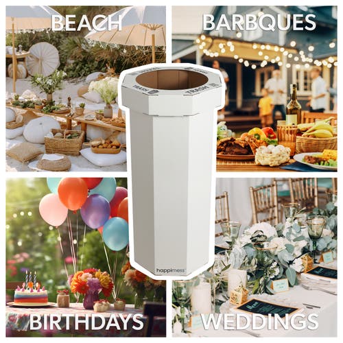 Happimess Fleur 25-gallon Classic Disposable Corrugated Cardboard Event Trash Can And Recycling Bin In White