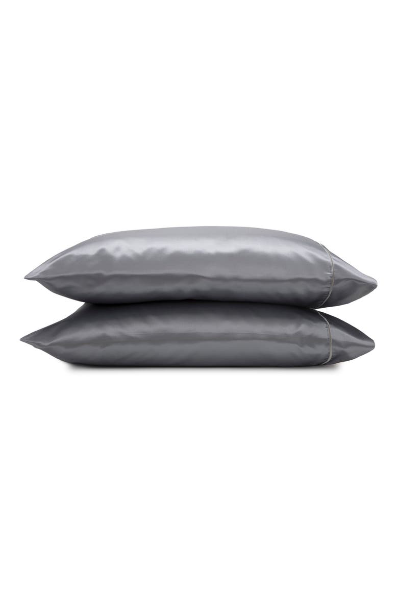 Set of 2 Elegance Satin Pillowcases, Main, color, SILVER
