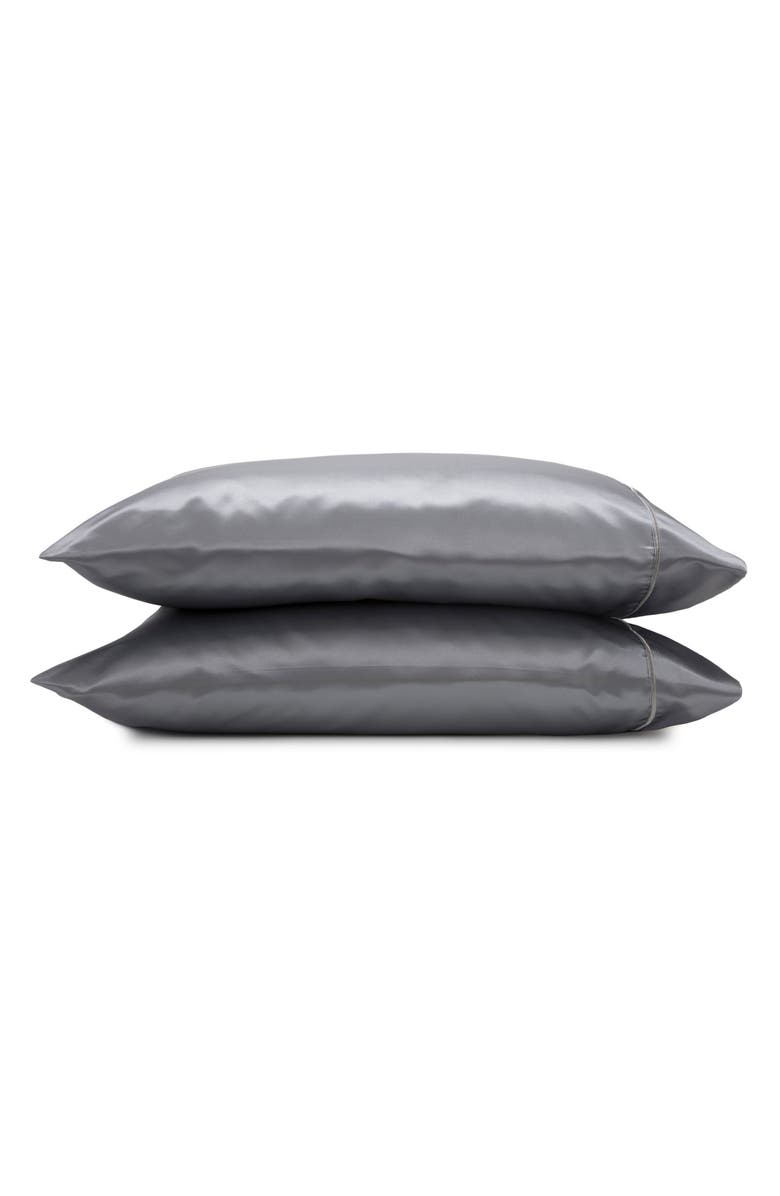 Martex Set of 2 Elegance Satin Pillowcases, Main, color, Silver