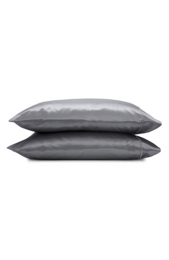 Martex Set Of 2 Elegance Satin Pillowcases In Silver