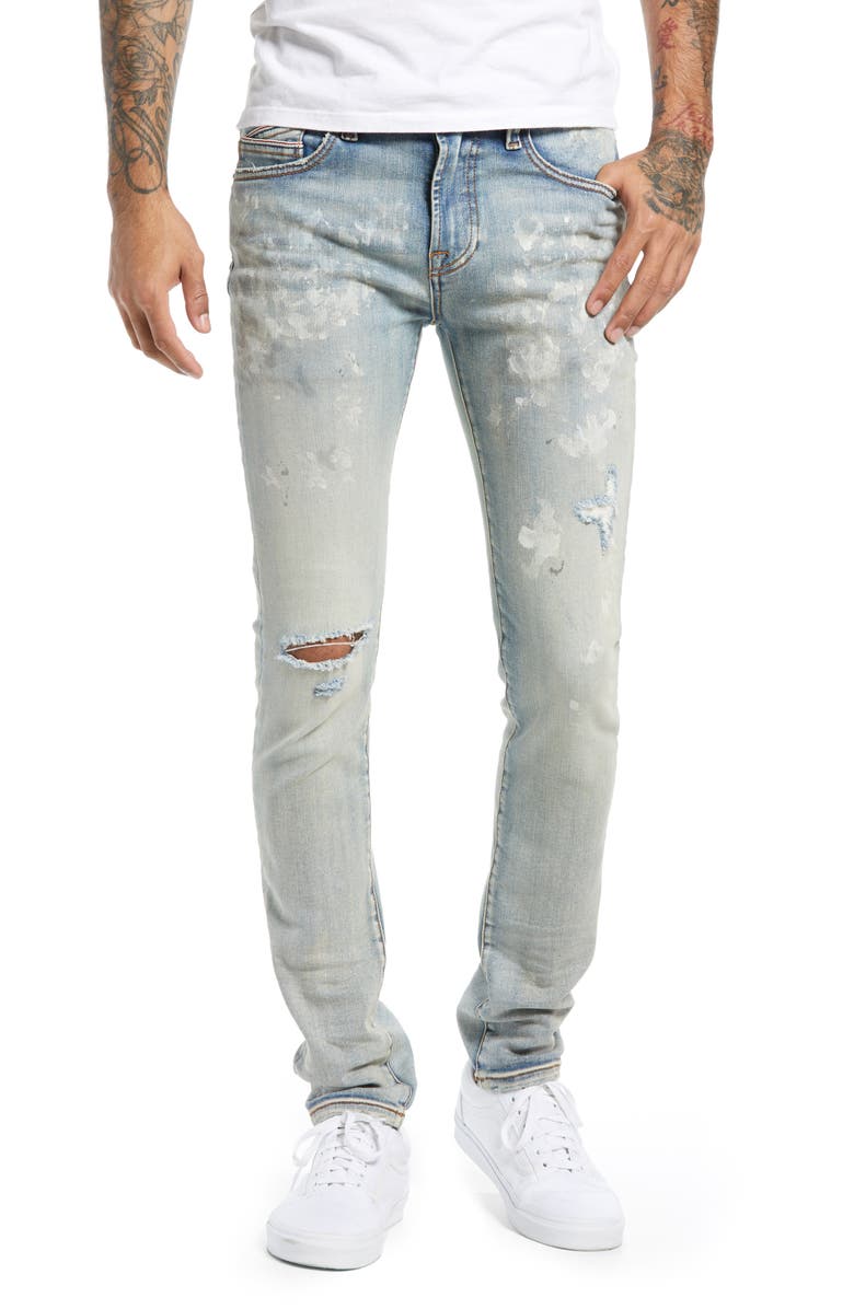 Cult of Individuality Punk Destroyed Paint Splatter Super Skinny Jeans, Main, color, 
