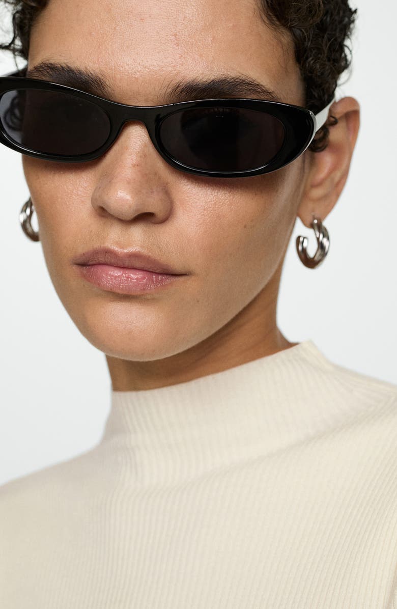 MANGO Tipped Funnel Neck Rib Sweater, Alternate, color, 