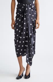 SPORTMAX Gentile Polka Dot Draped Silk Skirt
