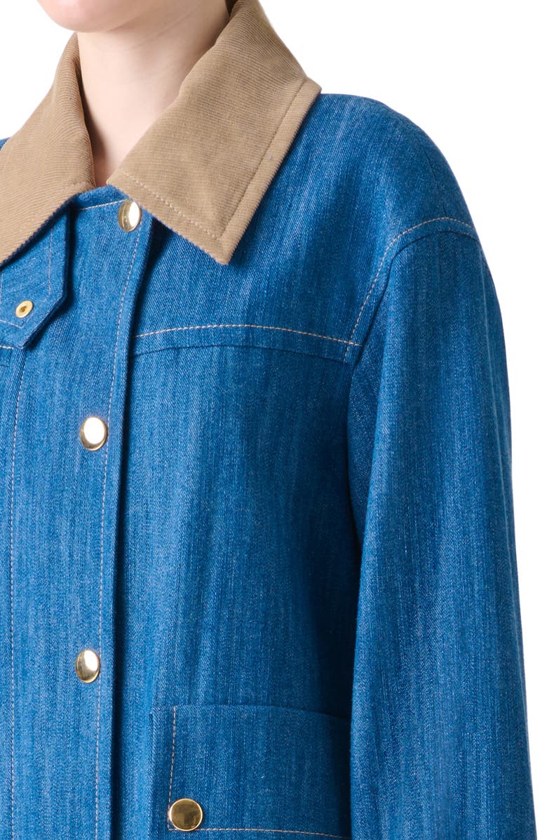 Akris punto Stretch Denim Chore Coat, Alternate, color, Medium Blue Denim