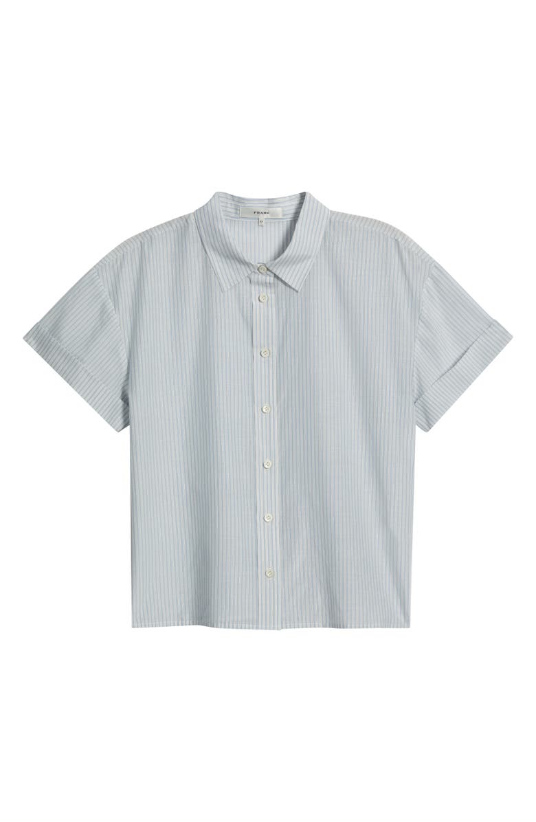 FRAME The Boardwalk Stripe Short Sleeve Cotton & Silk Button-Up Shirt, Alternate, color, 
