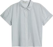 FRAME The Boardwalk Stripe Short Sleeve Cotton & Silk Button-Up Shirt