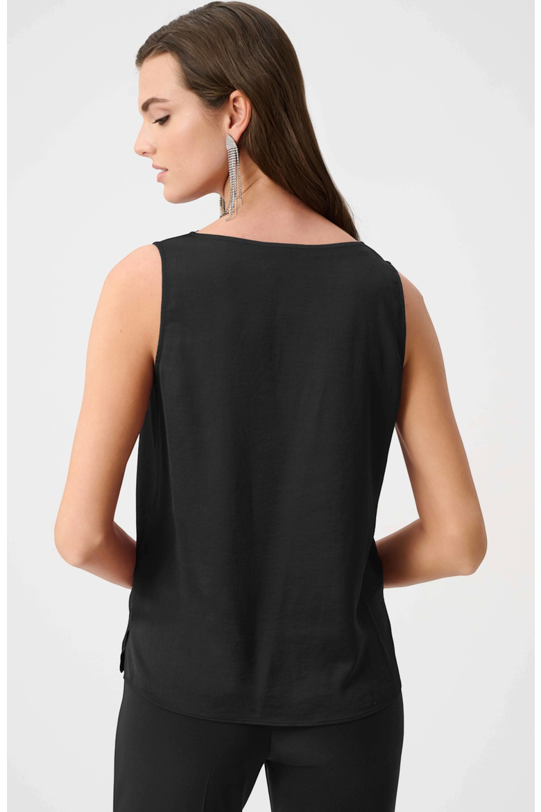 Recycled Satin Sleeveless V-Neck Top, Alternate, color, black