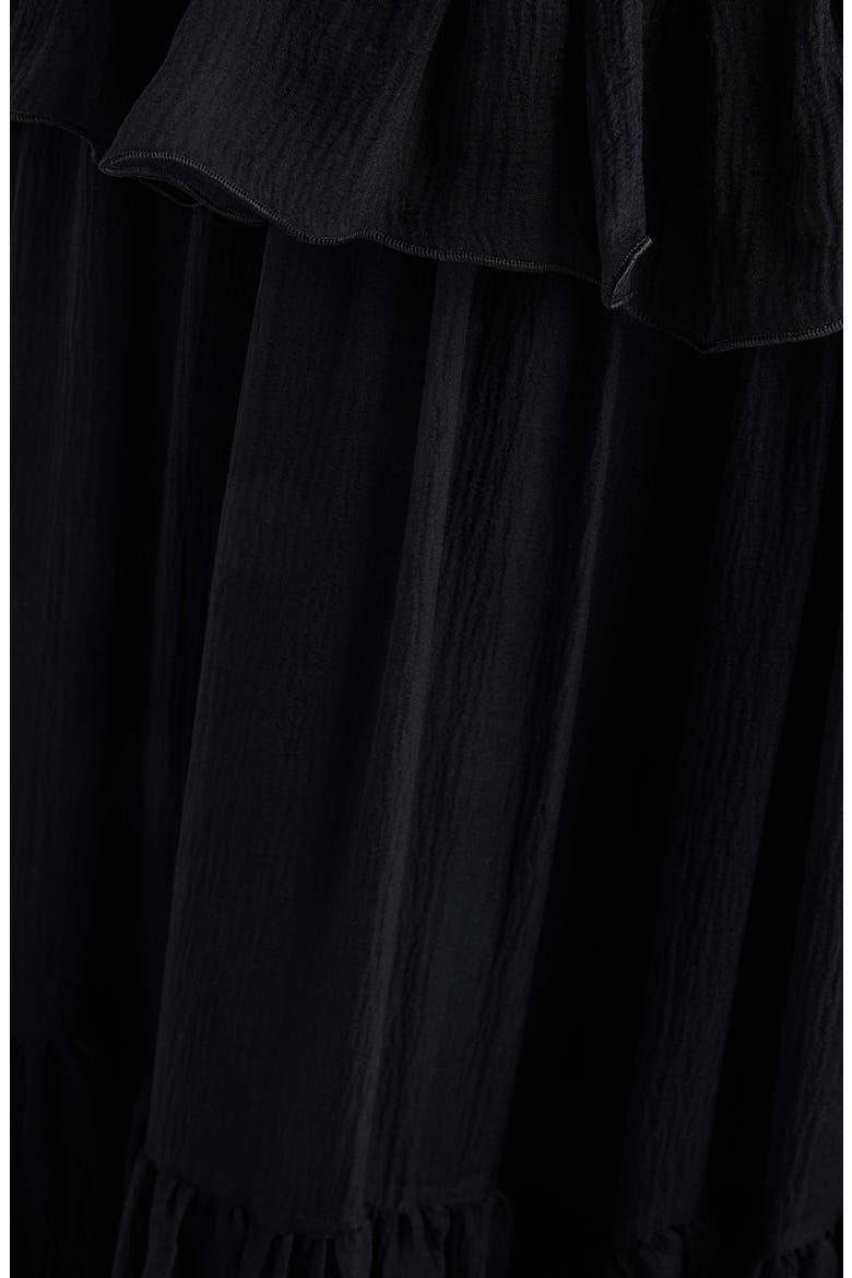 Ruffle Tiered Silk Mousseline Bubble Skirt, Alternate, color, BLACK