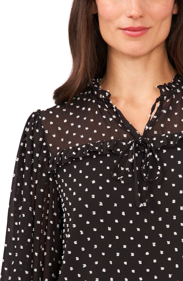 CeCe Clip Dot Chiffon Blouse, Alternate, color,