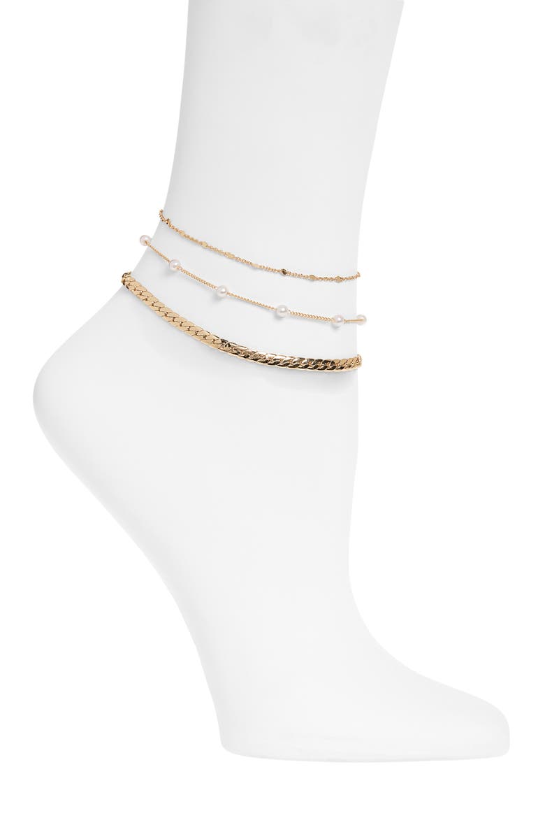 Set of Three Chain Anklets, Main, color, GOLD