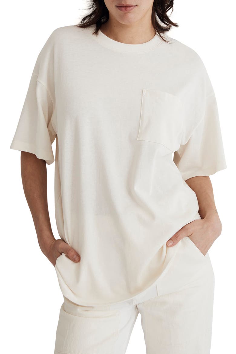 Garment-Dyed Oversize Cotton Pocket T-Shirt, Main, color, LIGHTHOUSE