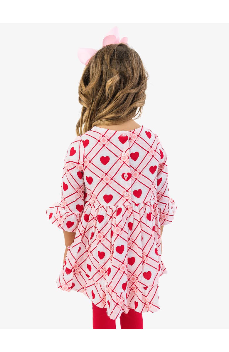 RuffleButts Cotton Gauze High Low Ruffle Tunic, Alternate, color, Pink Sweetheart Plaid