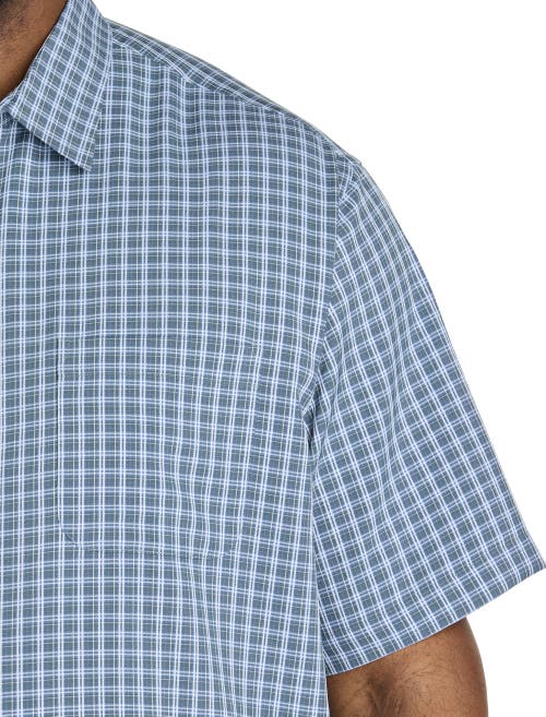 Harbor Bay By Dxl Big & Tall Plaid Microfiber Sport Shirt In Blue
