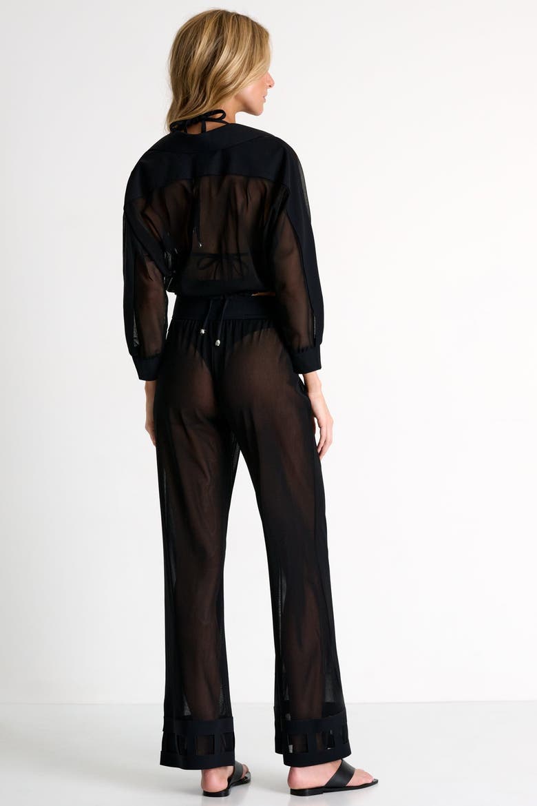 Mesh Pants With Mosaic Cutout, Alternate, color, Black