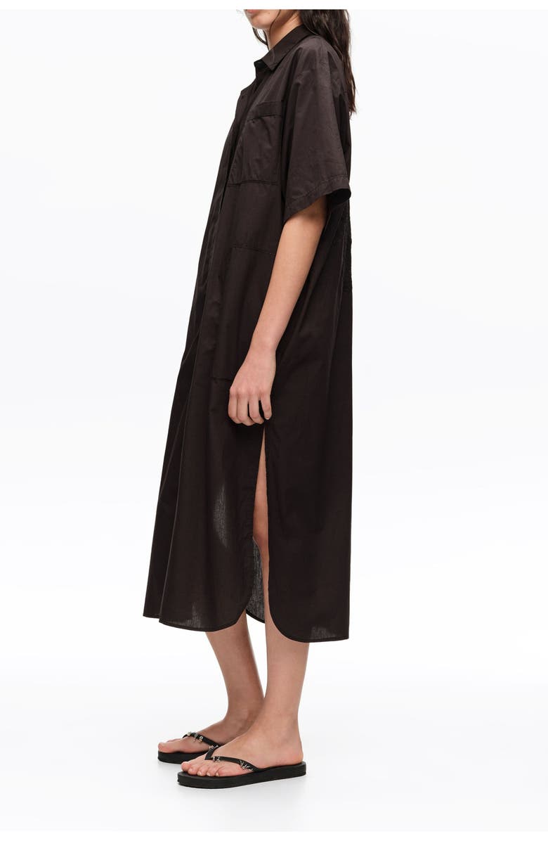 Bimba y Lola Cotton Embroidered Shirt Dress, Alternate, color, Black