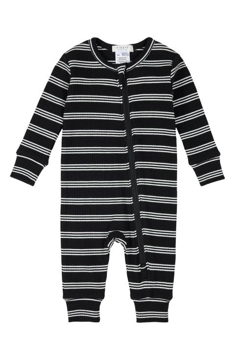 Stripe Fitted One-Piece Zip Pajamas (Baby)