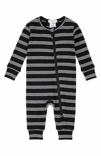 Stripe Fitted One-Piece Zip Pajamas