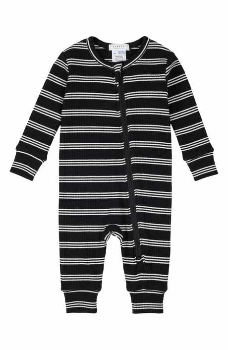 FIRSTS by Petit Lem Stripe Fitted One-Piece Zip Pajamas