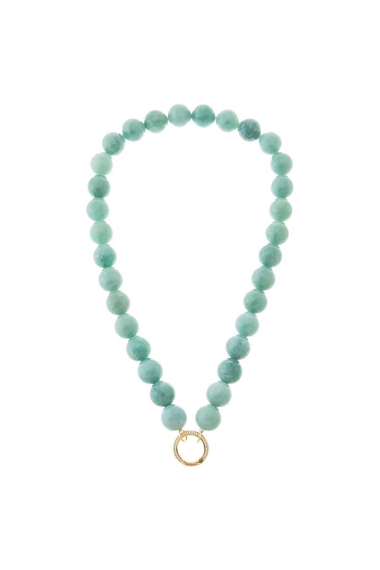 Jade Green Large Bead Clicker Necklace, Main, color, Jade Green
