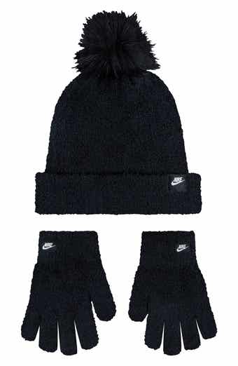 Nike Kids' Swoosh Pom Plush Beanie & Gloves Set