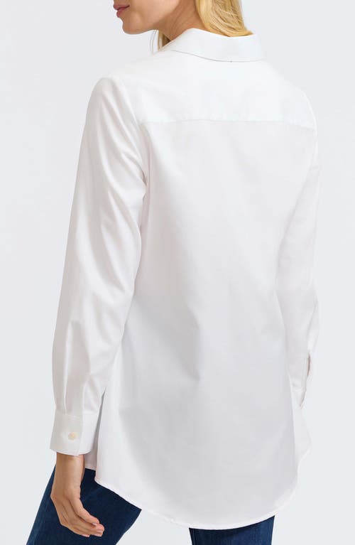 Foxcroft Cici Cotton Button-up Tunic Shirt In White