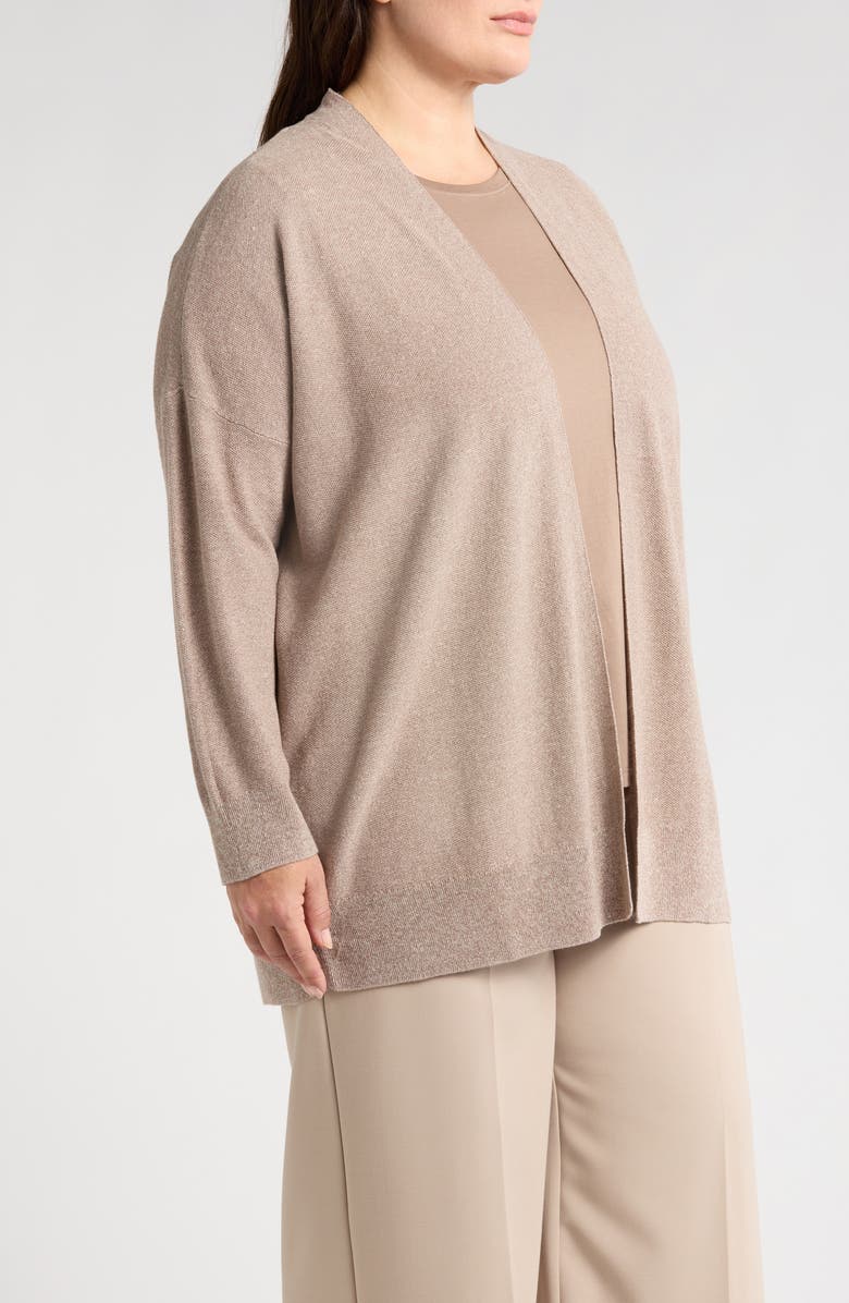 Eileen Fisher Organic Linen & Cotton Cardigan, Alternate, color, Cocoa