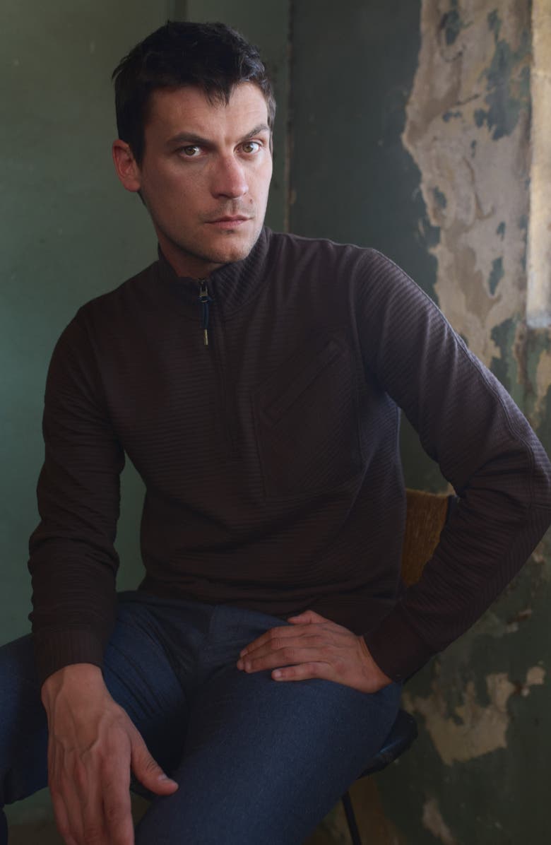 Billy Reid Quilted Half Zip Pullover, Alternate, color, 