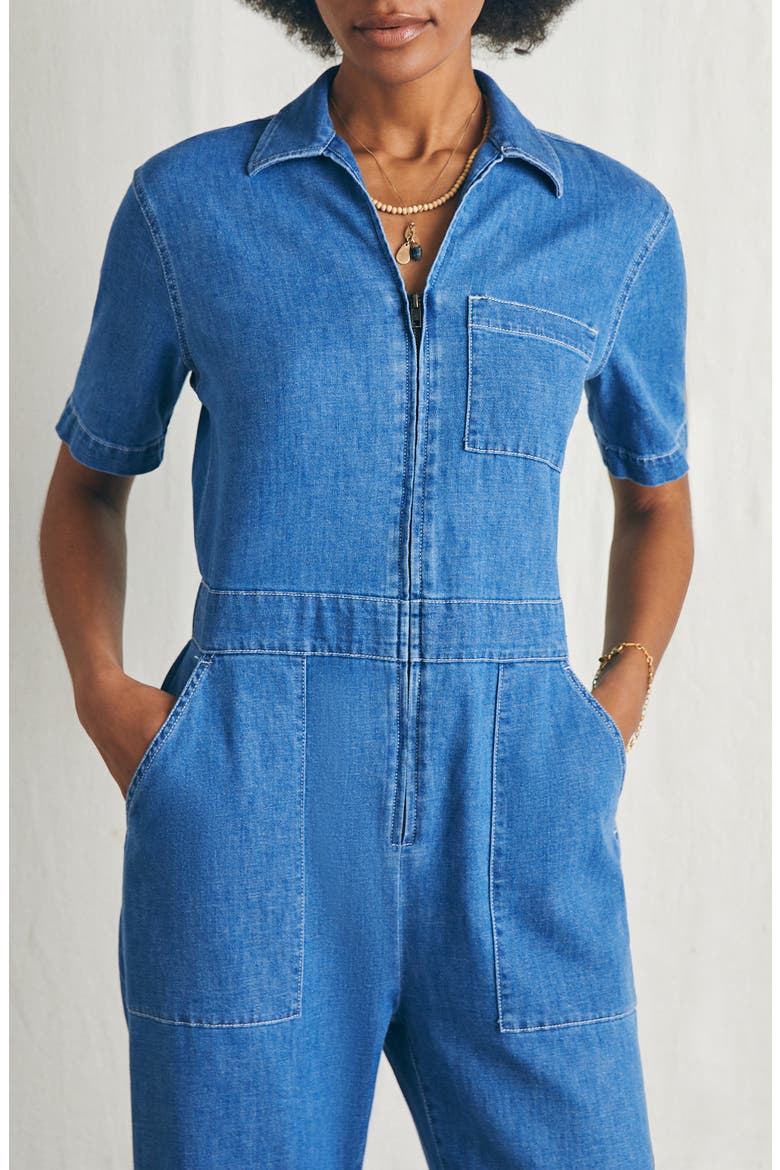 Organic Cotton Blend Denim Jumpsuit, Alternate, color, BAY BREEZE WASH